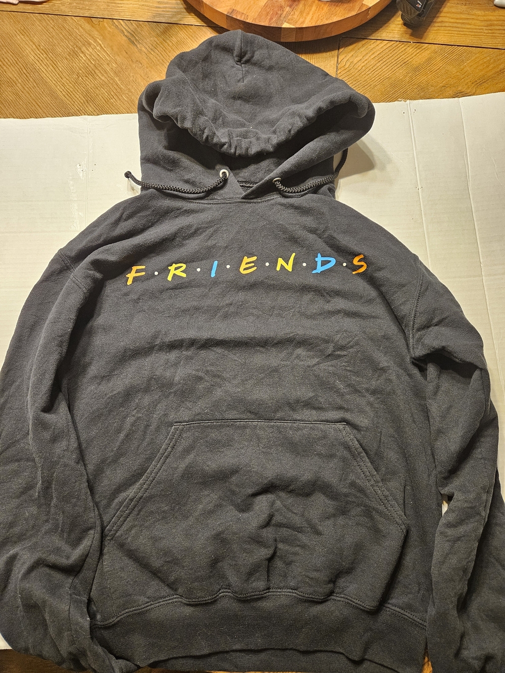 FRIENDS Black Hoodie with Multicolor Lettering